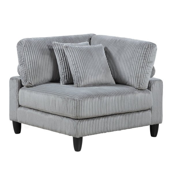 English Elm 5pc Modular Sectional Sofa Set in Corduroy Upholstery with Ottoman & Accent Pillows, Modern Luxe Gray 40 L x 40 W x 13.5 H B011S01560