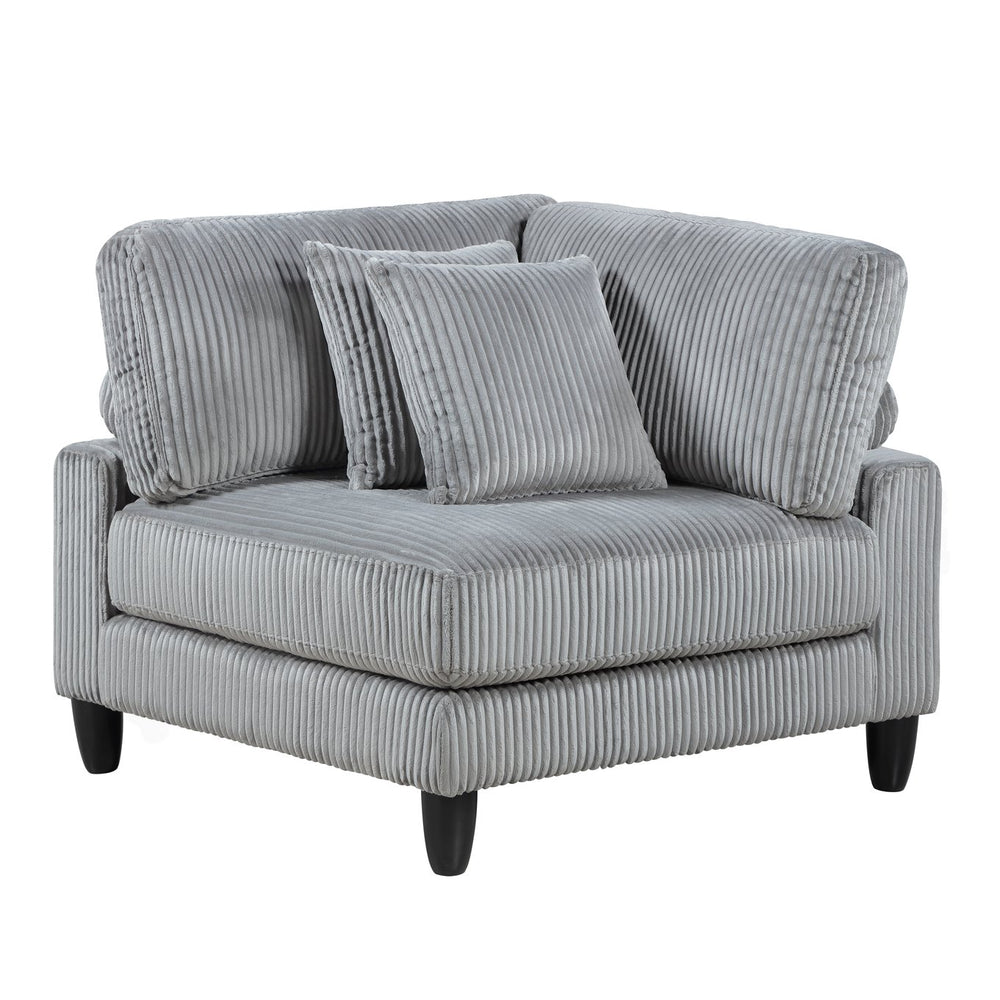 English Elm Living Corduroy Armless Chair with Plush Cushion and Solid Wood Legs — Stylish Modern Accent Seat Gray 40 L x 40 W x 17.5 H B011P272321