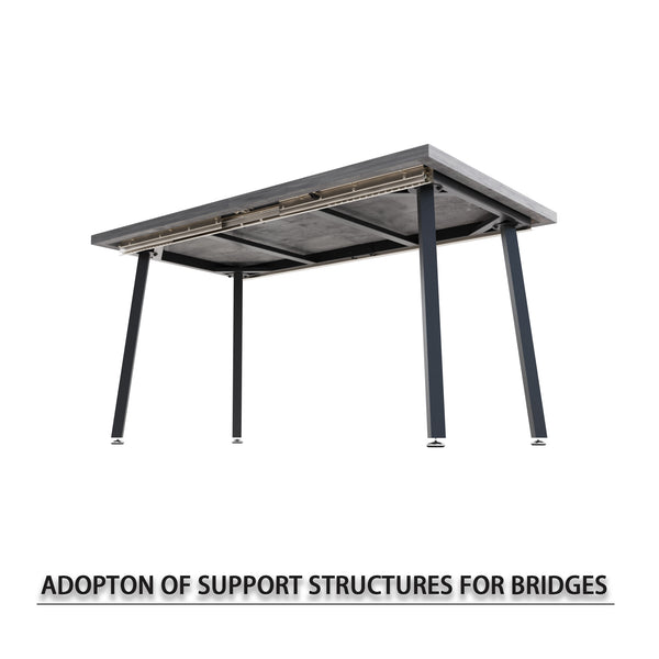 English Elm 55.12-70.87"expandable Modern kitchen dining table, gray MDF top with black metal legs, seats 4-6, sturdy stylish centerpiece W2189P190486