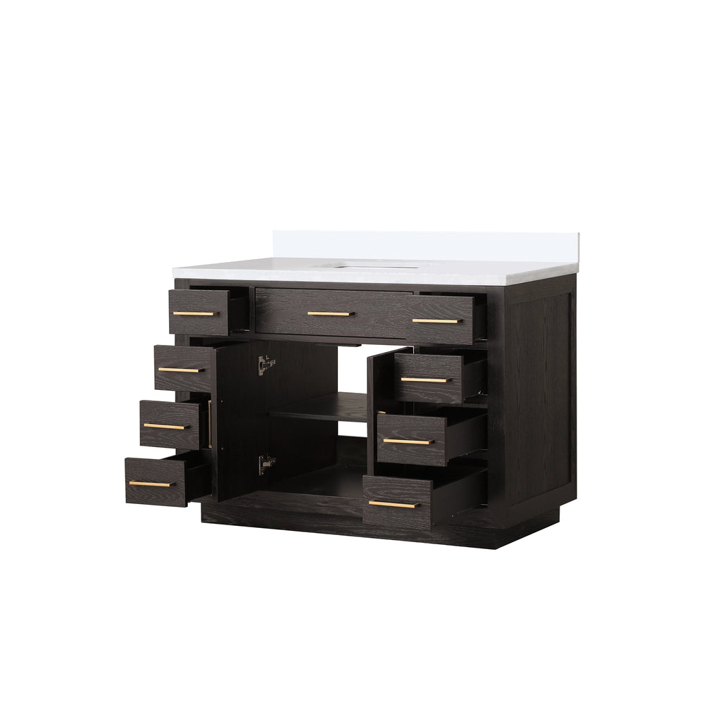 English Elm Brown Oak Single-Sink Bath Vanity 48" W X 22" D With Durable Cultured Marble Top & Soft-Close Drawers B2731P257692