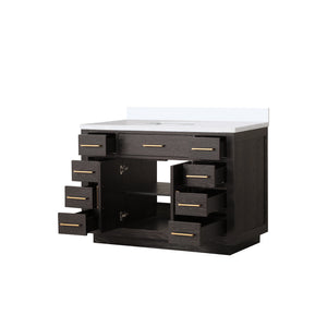 English Elm Brown Oak Single-Sink Bath Vanity 48" W X 22" D With Durable Cultured Marble Top & Soft-Close Drawers B2731P257692