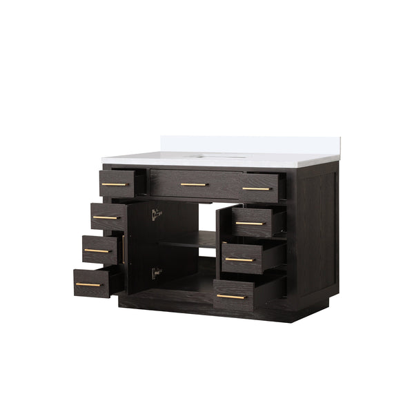English Elm Brown Oak Single-Sink Bath Vanity 48" W X 22" D With Durable Cultured Marble Top & Soft-Close Drawers B2731P257692