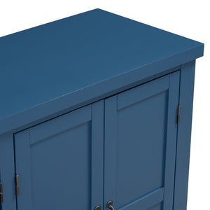 English Elm U_STYLE Mid-Century 4-Door Storage Sideboard with Adjustable Shelves, Retro Handles, Sturdy Pine Legs Navy N711P218615V