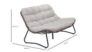 English Elm Patio Wicker Gliding Loveseat with Thick Cushions All Weather Pe Rattan Garden Bench W3990P415261