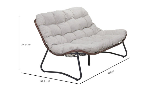 English Elm Patio Wicker Gliding Loveseat with Thick Cushions All Weather Pe Rattan Garden Bench W3990P415261
