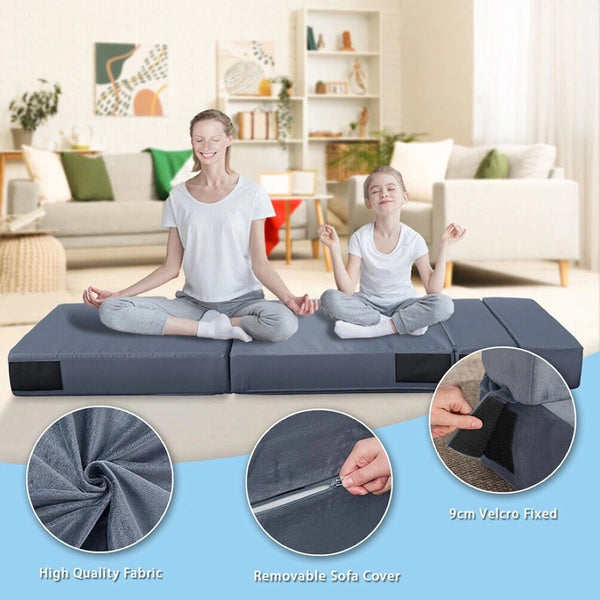 English Elm Convertible Folding Sleeper Chair Thick Padded Lounge Bed for Studio Apartment Guest Room Gray T5880P498067