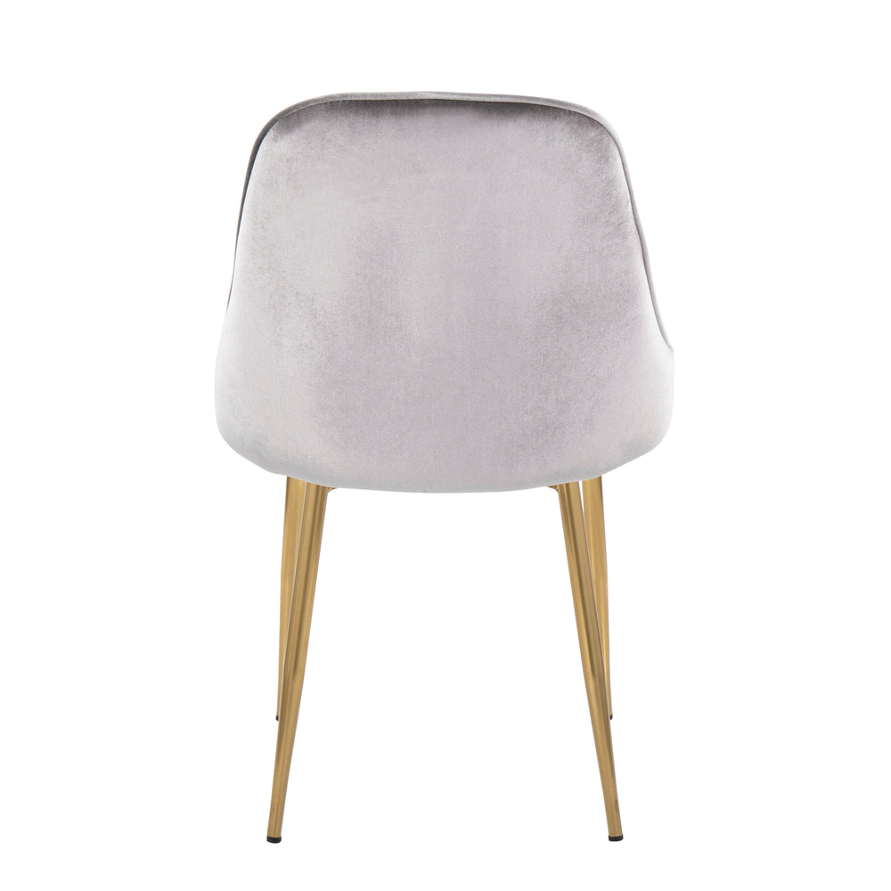 English Elm Marcel Velvet Dining Chair with Gold Tapered Legs — Glam Contemporary Upholstered Seat, Set of 2 Silver B202P223864