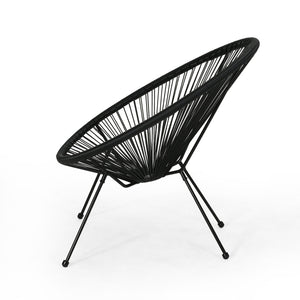 English Elm Anson Outdoor Accent Chairs Set of 2 Woven Rattan Basket Seat Patio Lounge Pair Black N773P404950B