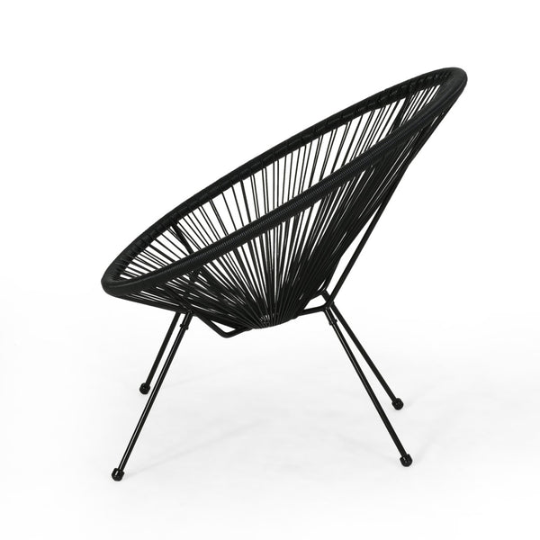 English Elm Anson Outdoor Accent Chairs Set of 2 Woven Rattan Basket Seat Patio Lounge Pair Black N773P404950B