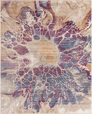 Unique Loom Deepa Imersion Machine Made Abstract Rug Multi, Ivory/Gray/Gold/Light Blue/Purple 7' 10" x 9' 8"