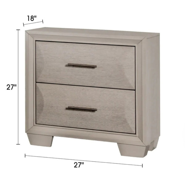English Elm Transitional Solid Wood Nightstand with Dovetail Drawers and Felt Lining for Bedroom White Oak B2741P435294