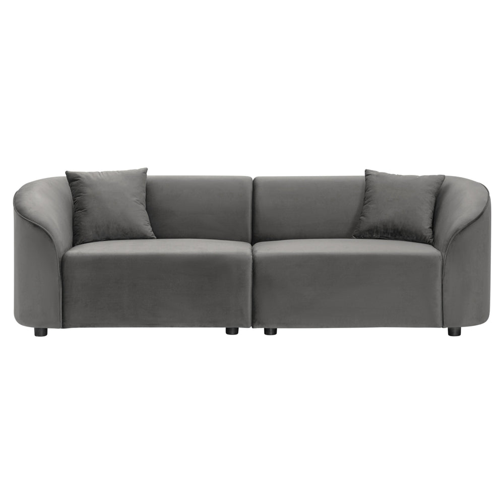 English Elm Christopher Knight Home® - 87" Curved Contemporary Sofa In Grey Velvet: Plush Comfort, Elegant Design, And Durable Quality For Modern Spaces N767P2323857G