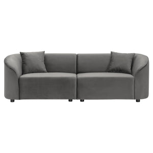 English Elm Christopher Knight Home® - 87" Curved Contemporary Sofa In Grey Velvet: Plush Comfort, Elegant Design, And Durable Quality For Modern Spaces N767P2323857G