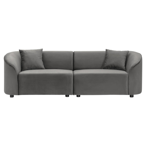 English Elm Christopher Knight Home® - 87" Curved Contemporary Sofa In Grey Velvet: Plush Comfort, Elegant Design, And Durable Quality For Modern Spaces N767P2323857G