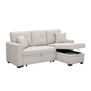 English Elm 76.5" Convertible Sectional Sleeper Sofa with Chaise and Hidden Storage Compartment B355S00014