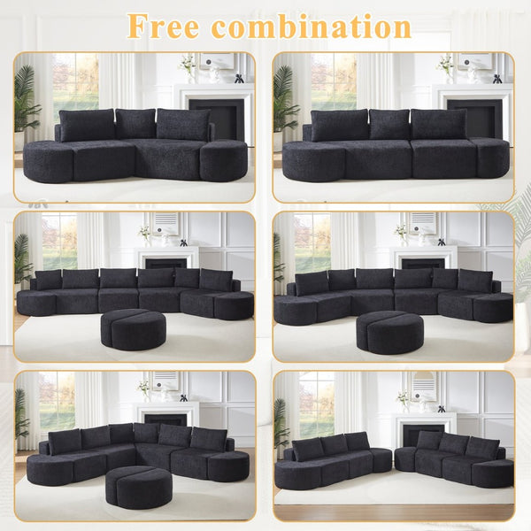 English Elm [video]106.3-inch V-shape Modular Chenille Sectional Sofa with Ottomans for Living Rooms W3505P383965
