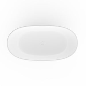 English Elm 65 Inch Freestanding Soaking Tub Solid Surface Matte White Spa Ergonomic Bath W1613P351369