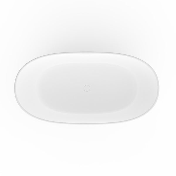 English Elm 65 Inch Freestanding Soaking Tub Solid Surface Matte White Spa Ergonomic Bath W1613P351369