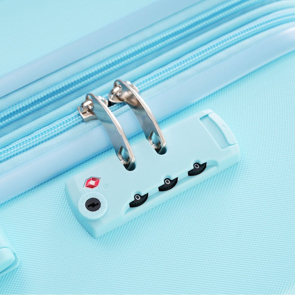 English Elm 4 Piece Hard Shell Abs Luggage Set with Spinner Wheels Tsa Lock and Packing Cubes Light Blue N732P197378N