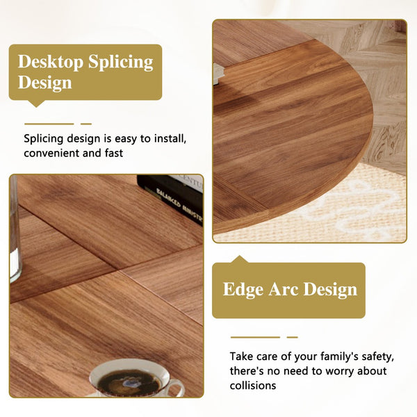 English Elm Table and Chair Set Walnut Round Dining for Four with Tufted Suede Seats W1151S04853