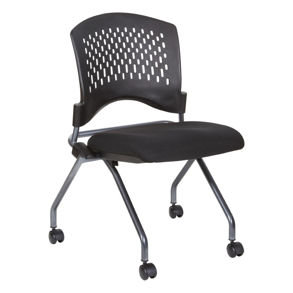 OSP Home Furnishings Soft-flex Frame Steel Folding Chair Cushioned Seat Ventilated Back for Office Use Coal 83220-30