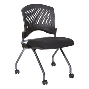 OSP Home Furnishings Soft-flex Frame Steel Folding Chair Cushioned Seat Ventilated Back for Office Use Coal 83220-30