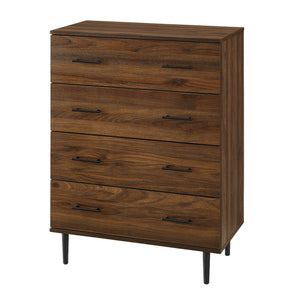 English Elm Walker Edison - Modern 4-Drawer Dresser Walnut with Tapered Metal Legs, Smooth Glides, Durable MDF Laminate Finish B185P326692