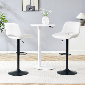 English Elm Set of 2 Pu Leather Barstools with Gold Footrest Curved Back for Kitchen Island White+Black W1151P383774