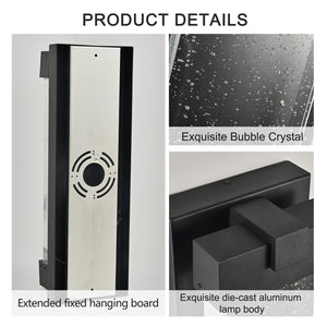 English Elm 19"(H) Black Aluminum Finish Outdoor Wall Light with Bubble Crystal Shade, 3000K LED, Weatherproof Sconce W2312P374979
