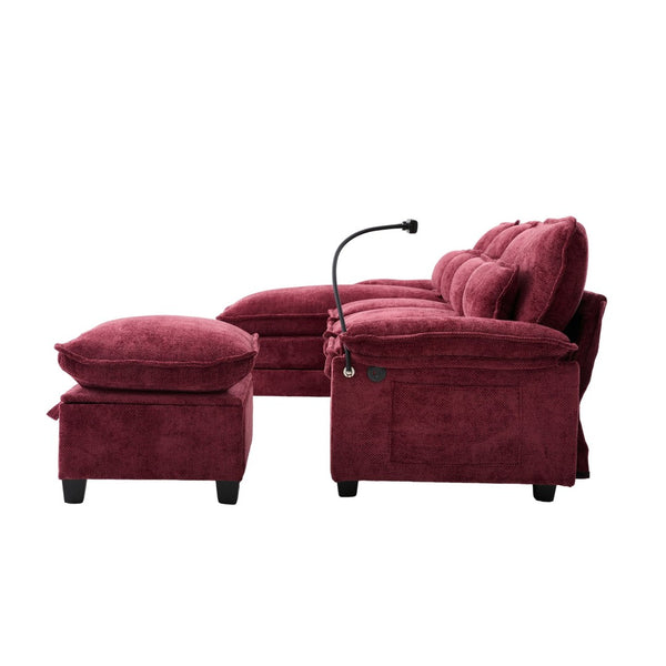 English Elm United We Win 106" U-Shape Sectional Sofa - Comfy Chenille Couch With Usb Ports, Storage Ottoman & Pillows W1568S00235-GIGA