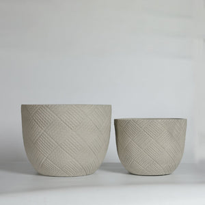 English Elm Round Handcrafted Concrete Planter Set Textured Matte Finish Patio Entryway Garden W347P449331