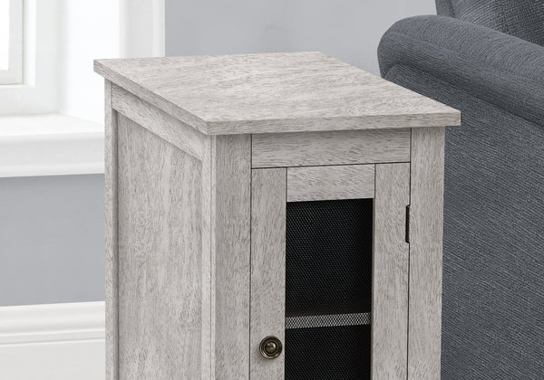 English Elm Accent 2-Tier Narrow End Table with Drawer and Shelf, Transitional Veneer Top, Solid Wood Legs for Compact Spaces Gray Wash 26 L x 24 W x 6 H B2710P219495