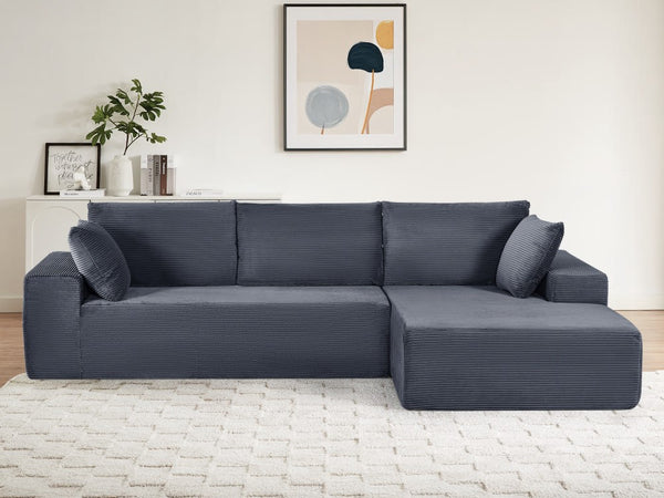 English Elm Cozyform Convertible Sectional Sofa - Soft Corduroy, No Assembly, Modern Design, Comfy & Versatile! B2735P359712
