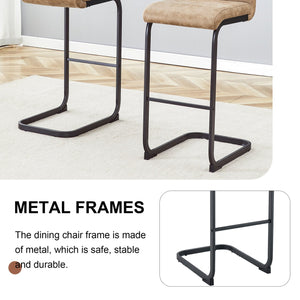 English Elm 42.5 Modern Brown Tech Fabric Bar Stool Set of 2 with Black Metal Legs, Non-Slip Feet, 42.5" W1151P230596