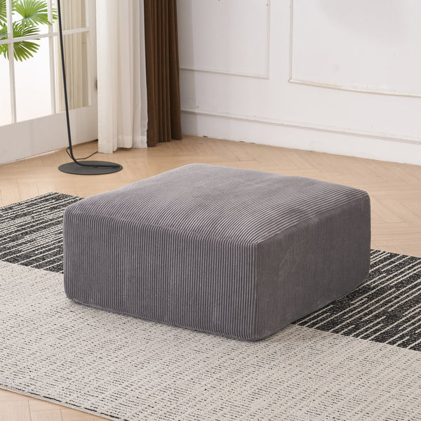 English Elm Boneless 113" U-Shaped Cloud Sectional Sofa — Plush Corduroy Full-Foam Modular Sleeper with Ottomans Gray W3401P346170