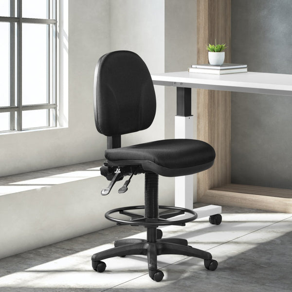 OSP Home Furnishings Deluxe Ergonomic Drafting Chair with Lumbar Support for Sit Stand Desk Setups DC940-231