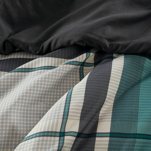 English Elm 7 Pcs Twin Xl Teal And Black Plaid Comforter Set - Soft Microfiber Bedding With Sheets & Pillow B035P319865