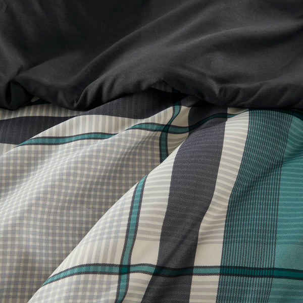 English Elm 7 Pcs Twin Xl Teal And Black Plaid Comforter Set - Soft Microfiber Bedding With Sheets & Pillow B035P319865
