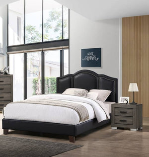 English Elm Contemporary Faux Leather Full Platform Bed Three Panel Headboard Urban Bedroom Frame B011S02052