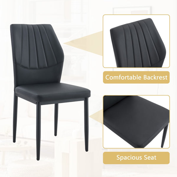 English Elm Table Set Oval Tempered Glass 71 Inch Top with Eight Faux Suede Chairs Modern Dining Black,Transparent W1151S04756