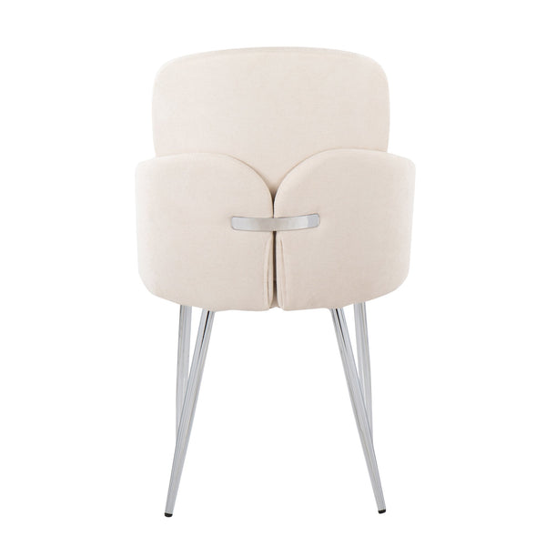 English Elm Dahlia Modern Dining Chair Set Of 2 In Cream Fabric With Stylish Chrome Accents – Elegant Comfort B202S01199