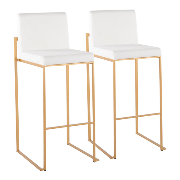 English Elm Fuji High Back Barstools Set Of 2 In Luxurious White Velvet & Gold Steel For Chic Modern Spaces B202P222179