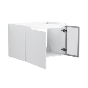 English Elm 30" Floating Bathroom Vanity Glossy White Plywood with Frosted Glass Soft Close Doors W999P387159