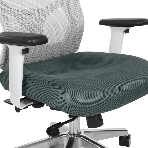 OSP Home Furnishings Progrid® Breathable Mesh Mid Back Office Chair with Lumbar Support and Aluminum Base 95673-2M