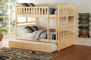 English Elm Natural Pine Twin Trundle Bed Handleless Low Profile Scandinavian Bedroom Unit B011P471681