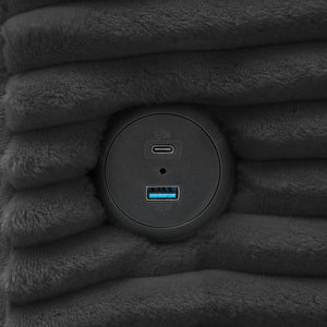 English Elm 2-Seater Corduroy L-Shaped Chaise Sofa with USB-C Charging, Storage Pocket, Reversible Design Grey W2606S00003