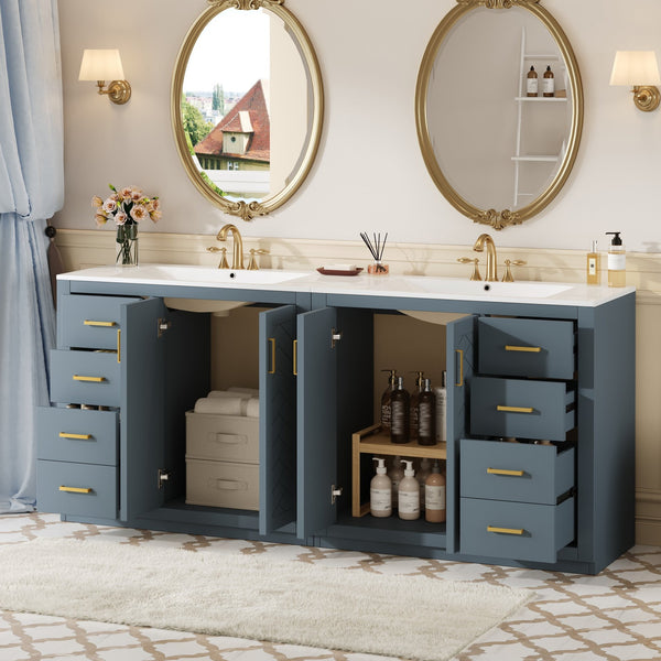 English Elm 72'' Bathroom Vanity With Ceramic Sink - Stylish Freestanding Set, Solid Wood Frame, Ample Storage & Modern Design N710SS00015C