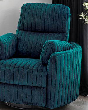 English Elm Power Power Glider Recliner with Swivel, Smooth Glide Motion, Power Recline Button, Plush Pillow Seat, Vibrant Upholstery Accents for Modern Living Room Teal 39 L x 32 W x 26 H B2741P391177