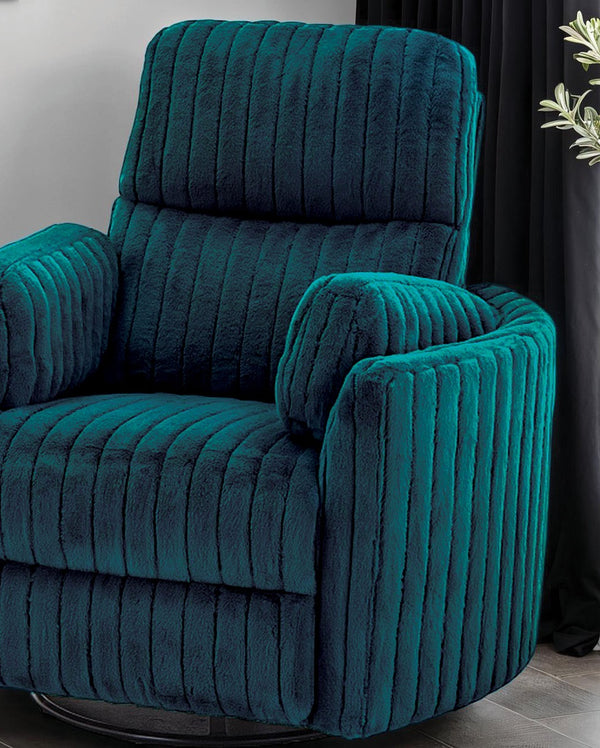 English Elm Power Power Glider Recliner with Swivel, Smooth Glide Motion, Power Recline Button, Plush Pillow Seat, Vibrant Upholstery Accents for Modern Living Room Teal 39 L x 32 W x 26 H B2741P391177