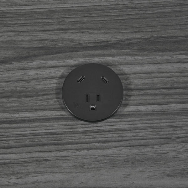 OSP Home Furnishings Grommer 65w Usb-c Grommet Charger for Desks with Tool-free Plug-and-play Setup Black PM7102B